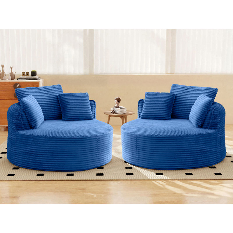 2 pièces - Chaise longue surdimensionnée à compression de 53 po, Bleu