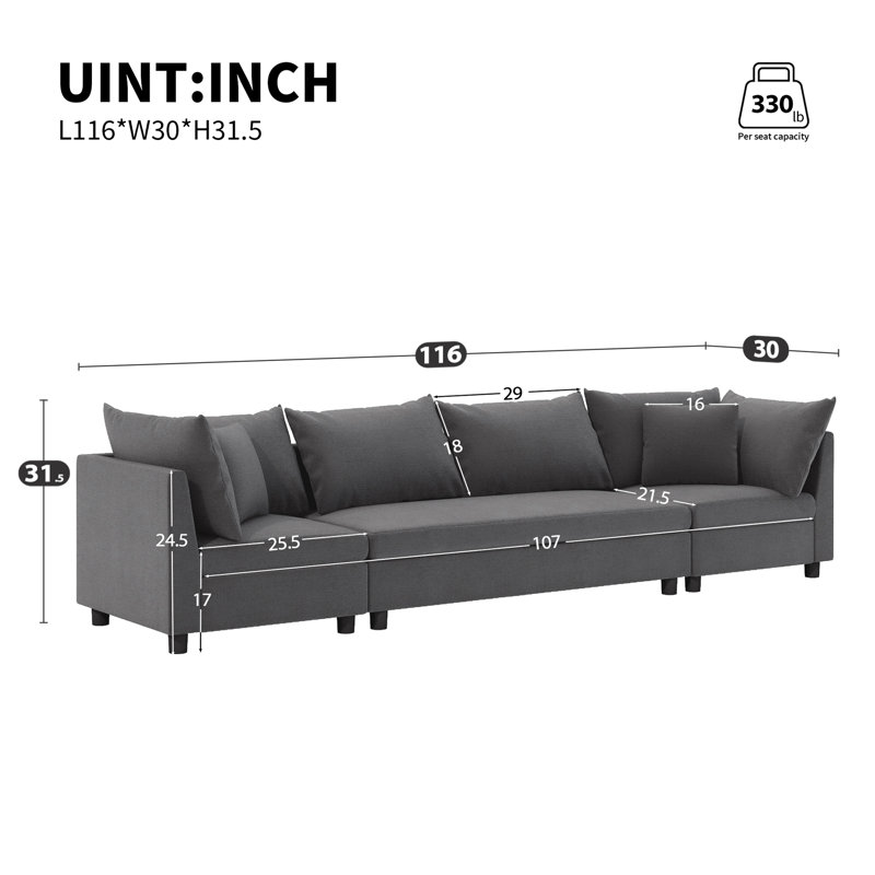Wagstaff Modular Sectional Sofa, Gray