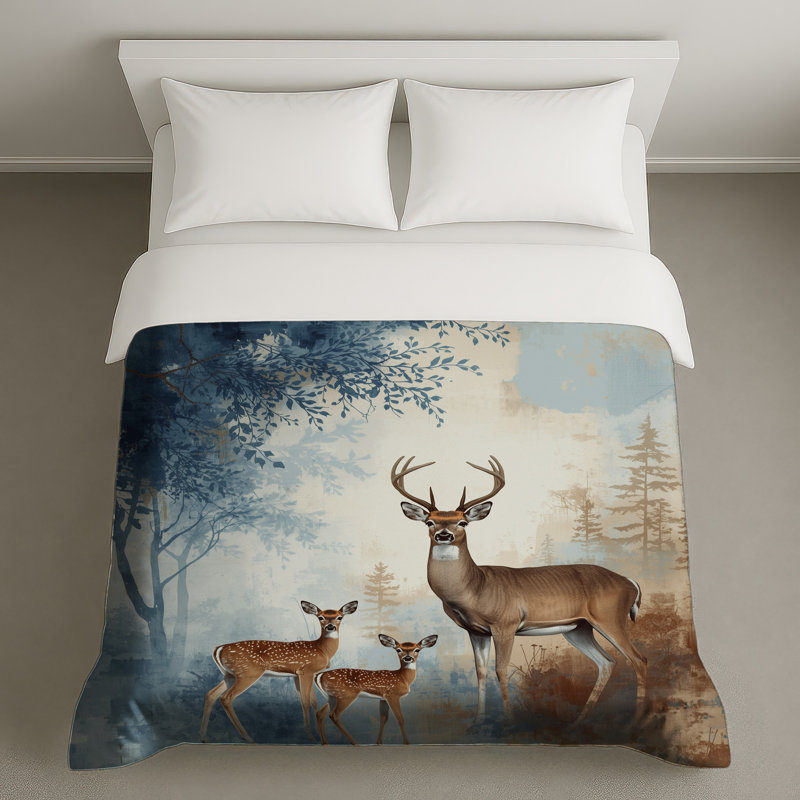 Housses de couette Forest Deer Family, Lit simple