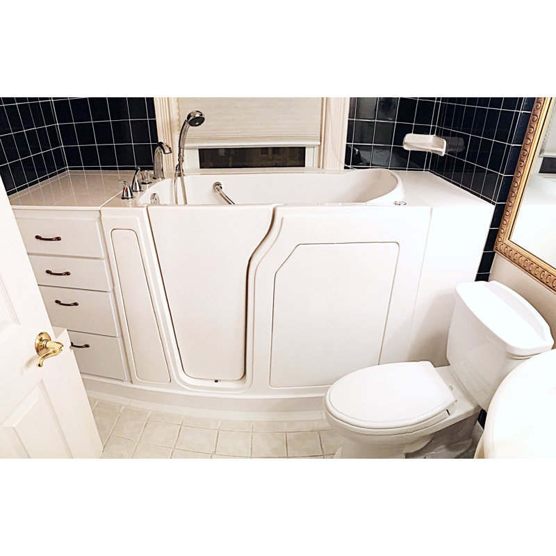 Baignoire à porte 51,5 "x 29,5" en fibre de verre avec robinet, À droite