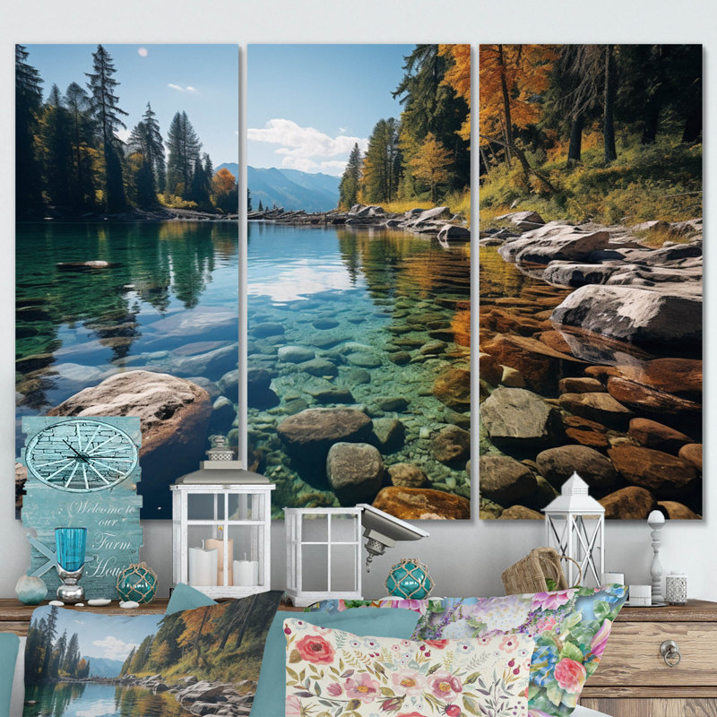 Lakeside Retreat I - 3 impressions sur toile tendue, H 32 po x l 48 po x P 1 po