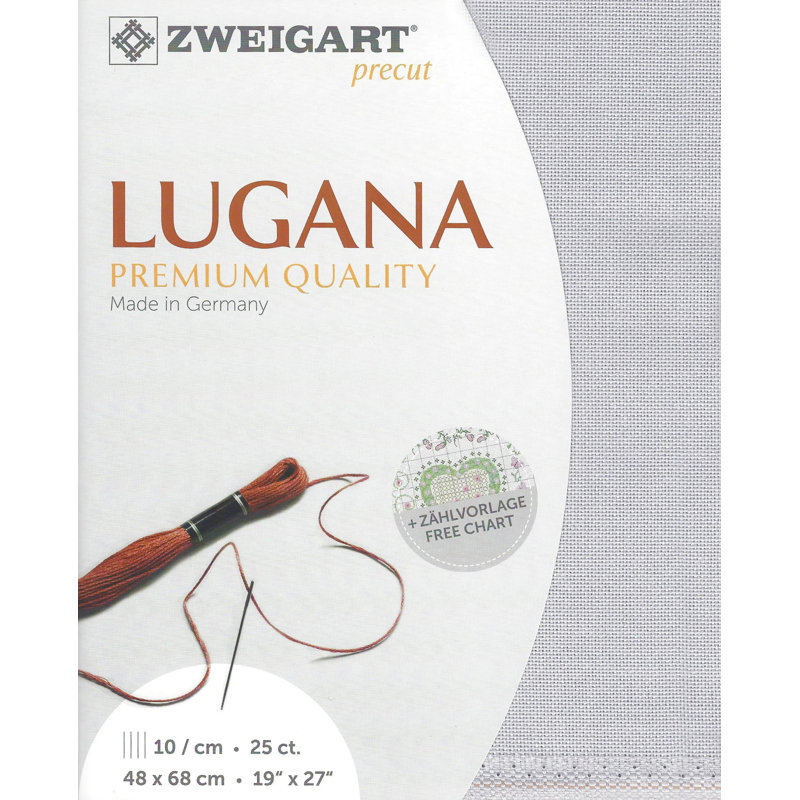 Zweigart prédécoupé Lugana 25 points bleu gris 3835/713, Bleu gris