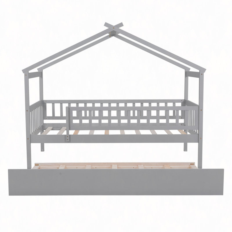 Lit en bois avec couchette, Gris