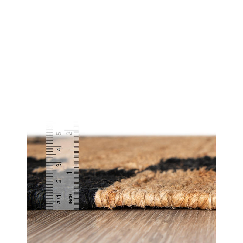  Mira Laurel Handwoven Jute Rug, Rectangle 5'1" x 8', Black/Natural
