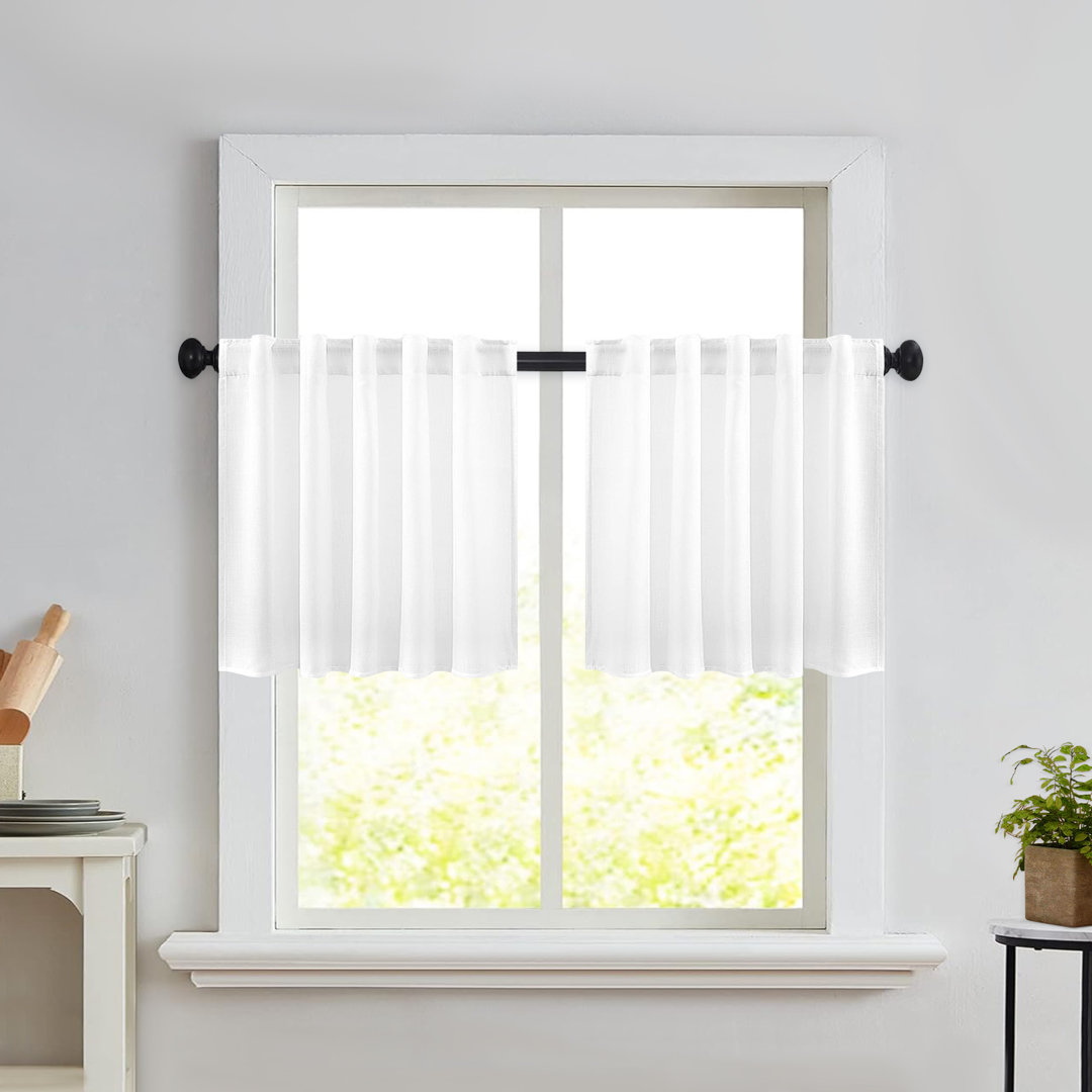 Browerville Linen Blended Tailored Semi-Sheer Short Cafe Curtain (Set of 2) Gracie Oaks 