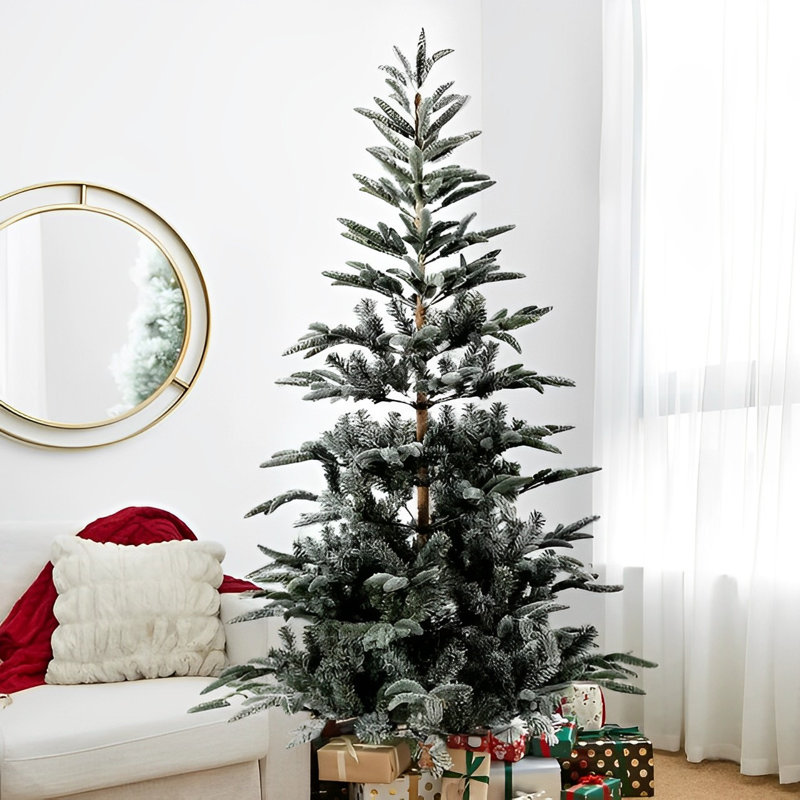 Sapin de Noël artificiel mince enneigé 7 pi, arbre de Noël artificiel PE de qualité supérieure