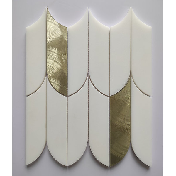 14" X 12" White Modern Penny Round Mosaic Floor And Wall Tile