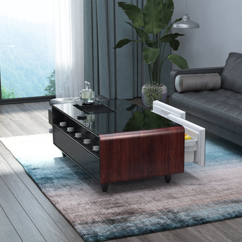 Lilou Glass Top Coffee Table, Chocolate