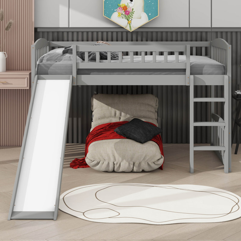 Twin-Size Loft Bed Showcasing A Slide