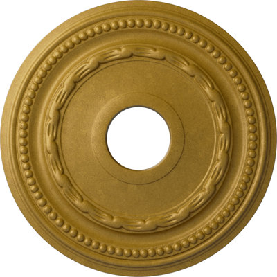 Endurathane Federal Ceiling Medallion, 15 3/8"OD x 3 5/8"ID x 1"P (Fits Canopies up to 8 1/2"), Hand-Painted Pharaohs Gold Finish