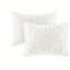 Ensemble de literie touffeté en coton, housse de couette blanc cassé avec taies décoratives assorties