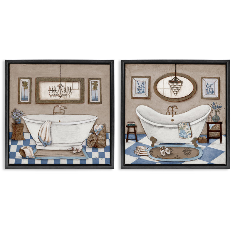 Ensemble de cadres flottants 2 pièces Tile Bathroom Views, design par Janet Tava, H 25 po x l 25 po