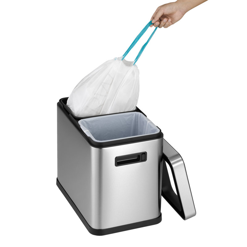 8 Gallon Stainless Steel Dual Compartment Open Top Trash Can
