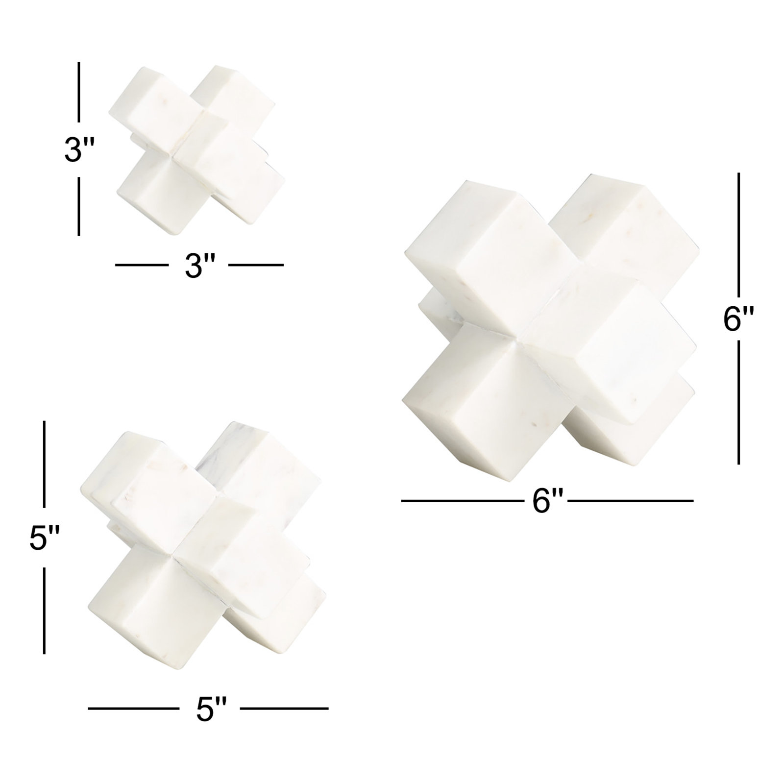Ethie Genuine Marble Sculpture, 6" H x 6" W x 6" D, White