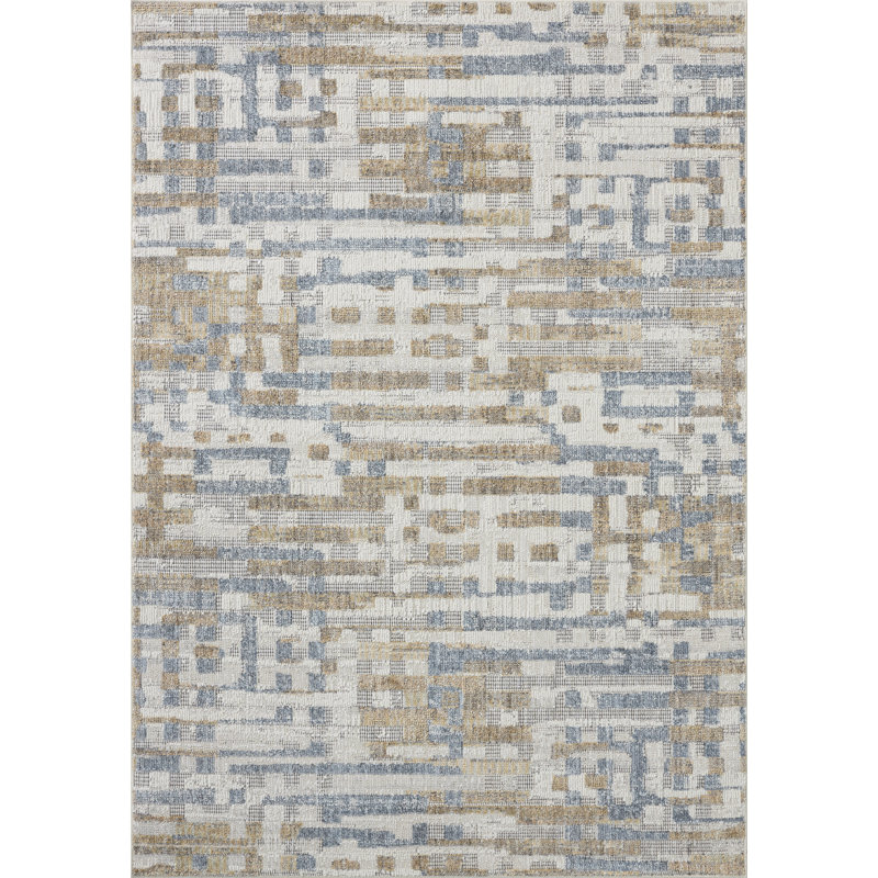 Tapis Loloi Roxie Ivoire/Denim, 6 pi 3 po x 9 pi 3 po