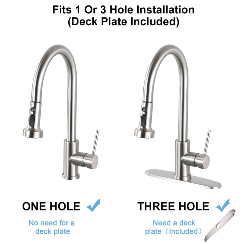 Stainless Steel Brushed Nickel Pull Down Spray Kitchen Faucet - Scratch , Rust Protected, Spot-, 360 Swivel Spout, 1.8Gpm Flow For Resistance, Spot- Finish, Swiveling Max