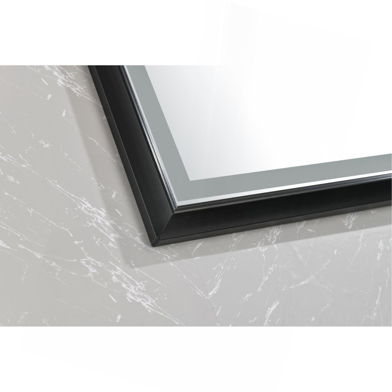 Miroir de salle de bain surdimensionné à DEL à cadre rectangulaire anti-buée