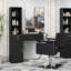 Station de salon en bois avec miroir