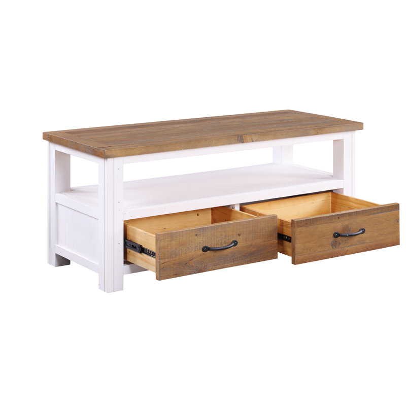 Splash Of White TV Stand, White/Natural , 47cm H x 110cm L x 45cm W