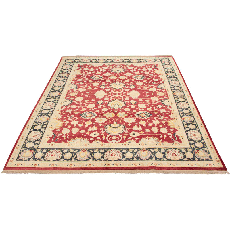 Tapis en laine rouge 9 pi 2 po x 11 pi 9 po à la main one-of-kind-noué la 2010 pako Arabelle