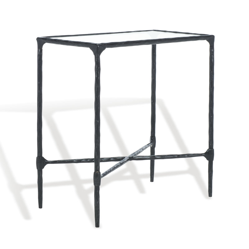 Isabellina Metal and Glass Accent Table, Black