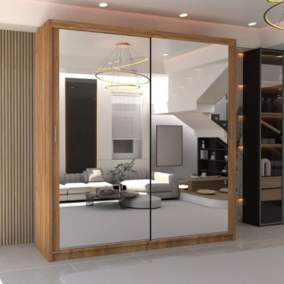 Elegent Carino Sliding Door Wardrobe with Mirror – Space-Saving Bedroom Storage in 6 Sizes & 6 Colours