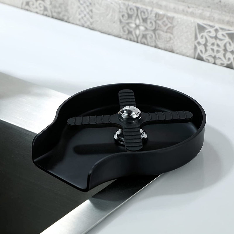 Laveur de verre en verre pour l'évier de cuisine, laveuse de tasse d'accessoires d'évier de cuisine d'acier inoxydable, Noir