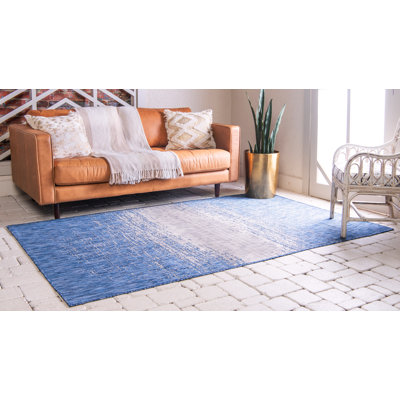 Tapis intérieur / extérieur bleu abstrait Datto
