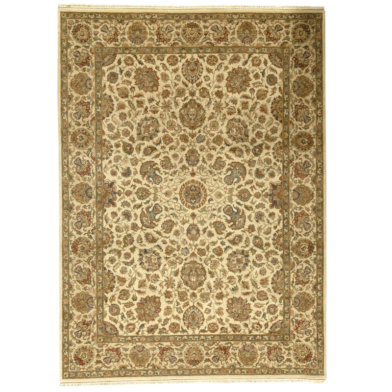 Tapis ivoire et beige noué à la main de haute qualité