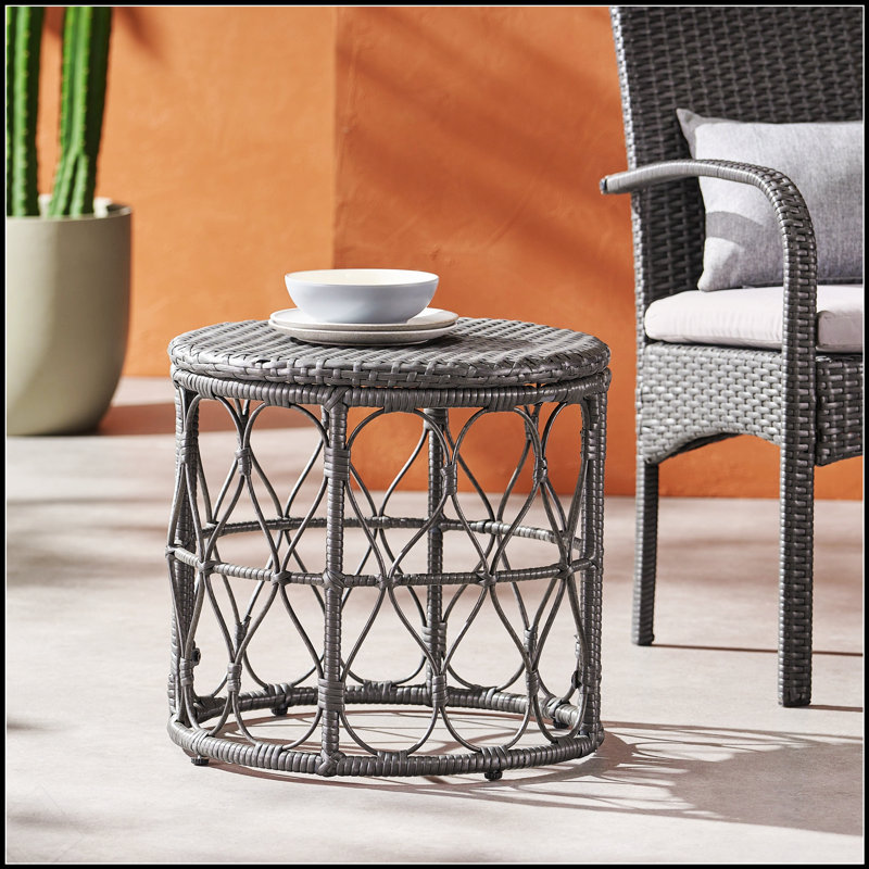 Table d'appoint Bruce Wicker Weave, durable et élégante pour une utilisation intérieure et extérieure, parfaite pour les petits espaces et la flexibilité de décoration