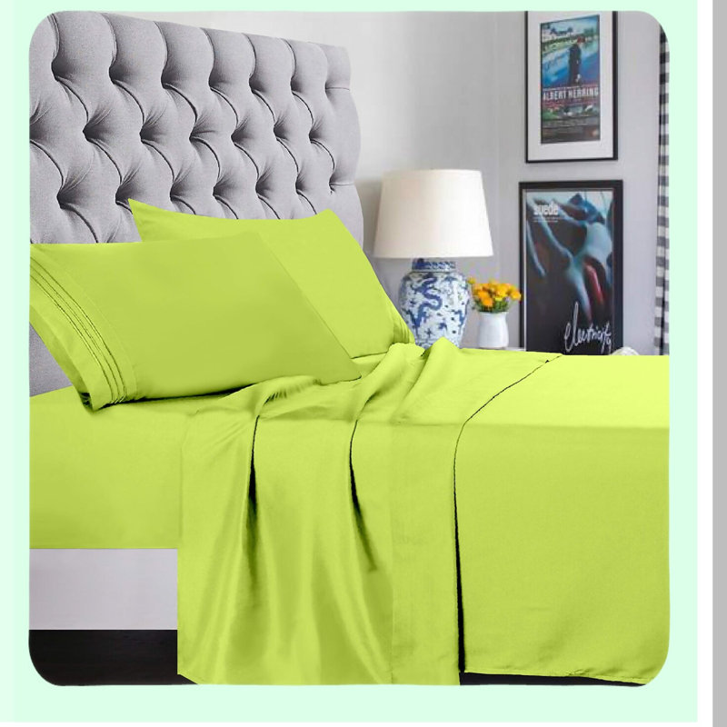 Luxury Soft Green Bed Sheet Set - Wrinkle Free & Fade Resistant Full Size - 4-Piece Premier Hotel Quality Linens