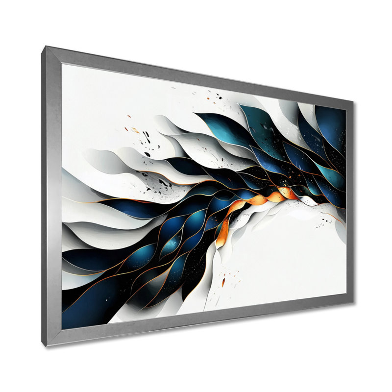 Géométrique Rift of Aqua Waves I - Abstract Wall Art géométrique salon, Reproduction encadrée d'une seule photo sans pass