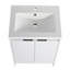 Meuble-lavabo autoportant de 72 po avec lavabo en résine et armoire à 1 côté, portes et tiroir à fermeture douce, blanc brillant, contreplaqué (emballage KD)