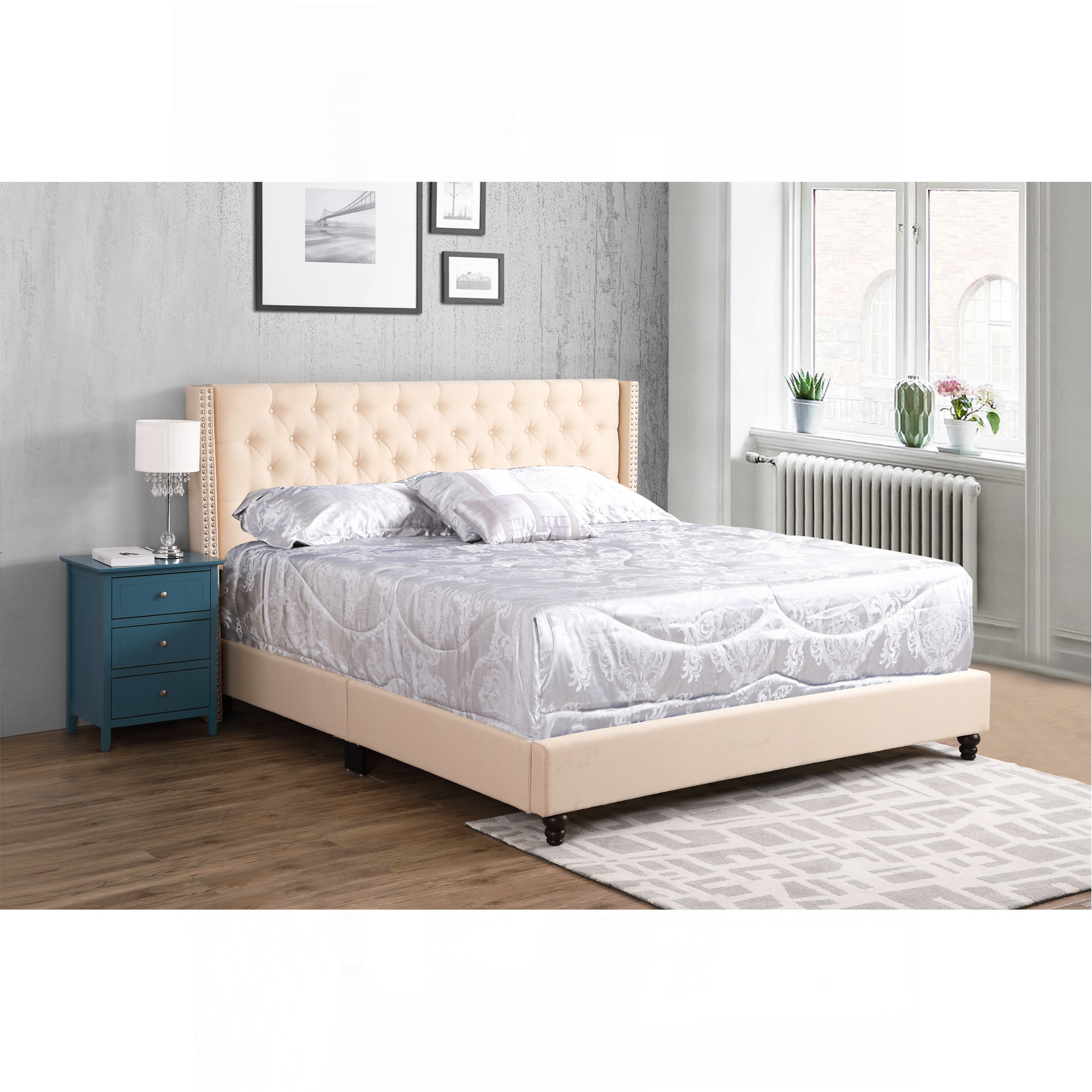 Mercer41 Elegant Black Upholstered Bed | Wayfair