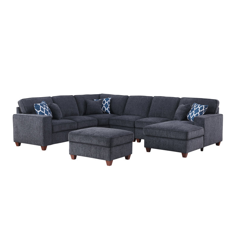 Canapé rembourré 125,5 po, Chenille gris foncé
