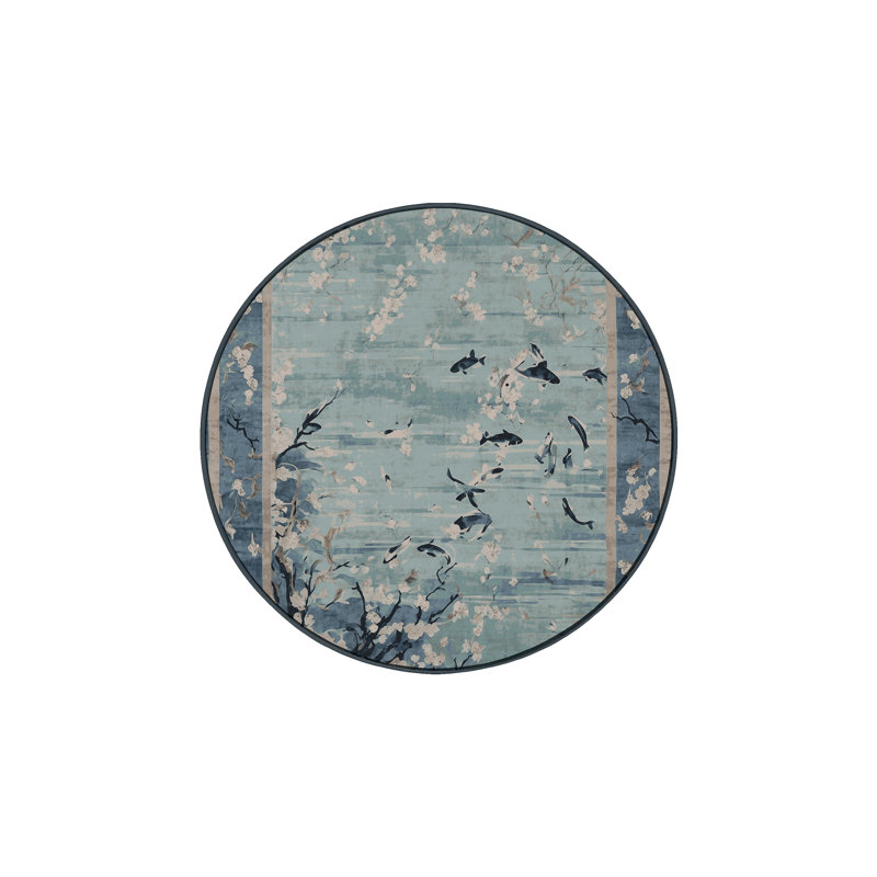 Machine Washable Gray Area Rug, Round 8'