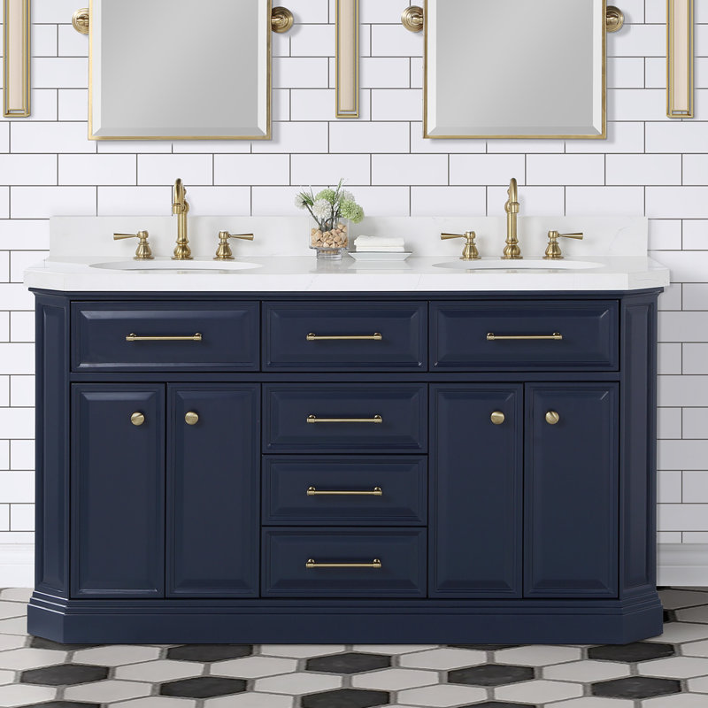 Palace 60'' W Vanity, Monarch Blue, Satin Gold