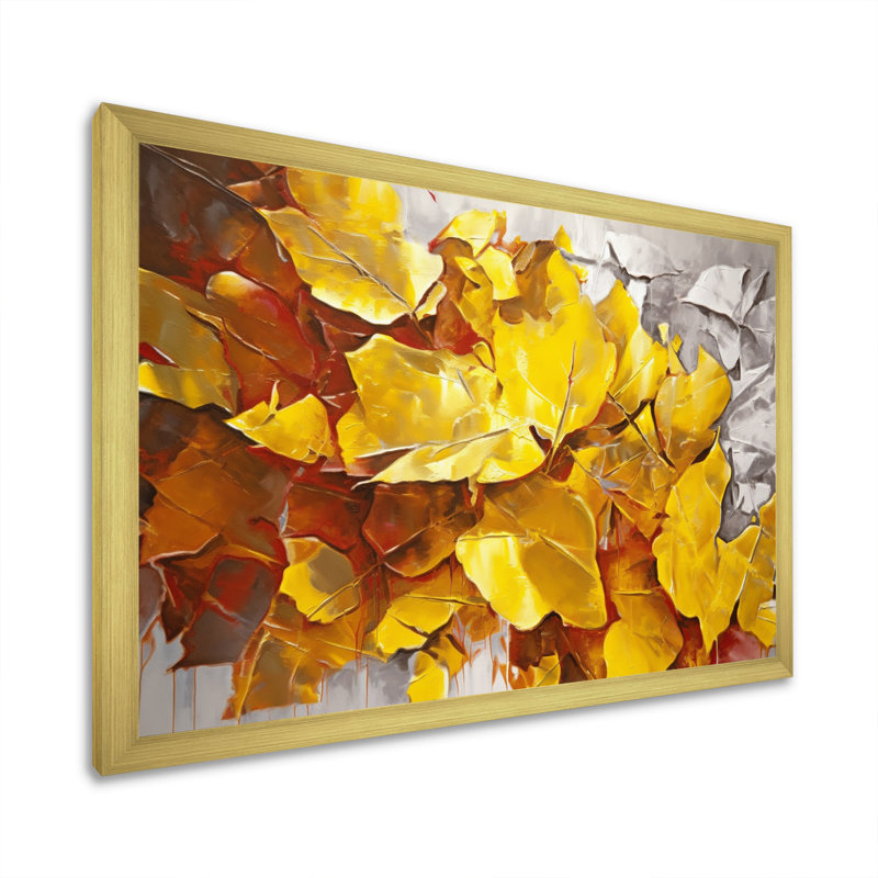 «Golden Foliage Abstraction I» sur toile, Cadre doré à une seule photo, H 16 po x l 32 po x P 1 po