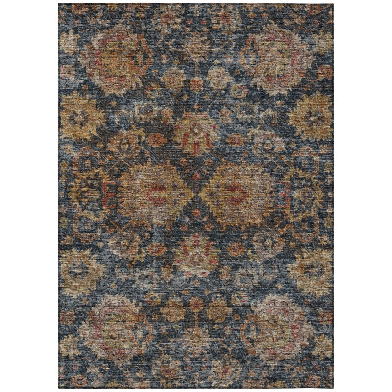 Cadenza Blue Washable Indoor-Outdoor Rug - , 10' x 14'