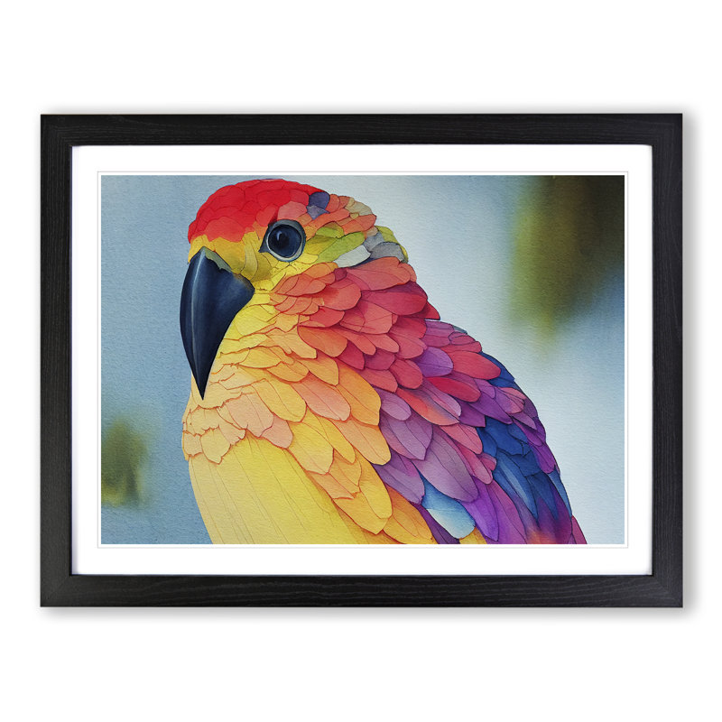 Sparkling Watercolour Bird - Framed Print, Black, 46cm H x 64cm W x 2cm D