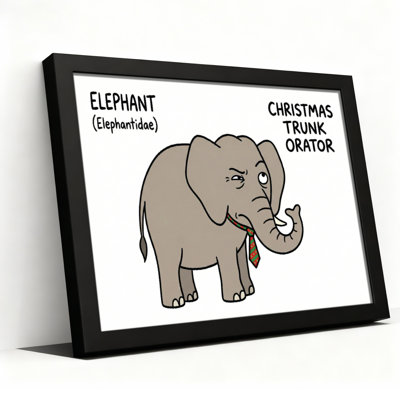 Ensemble de 1 tableau sur toile imprimée représentant un éléphant de Noël avec une trompe.