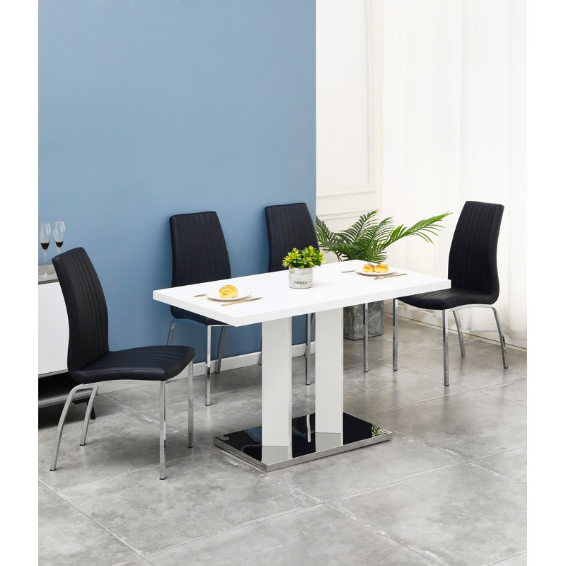 Troxelville 4 - Person Dining Set, White, Black