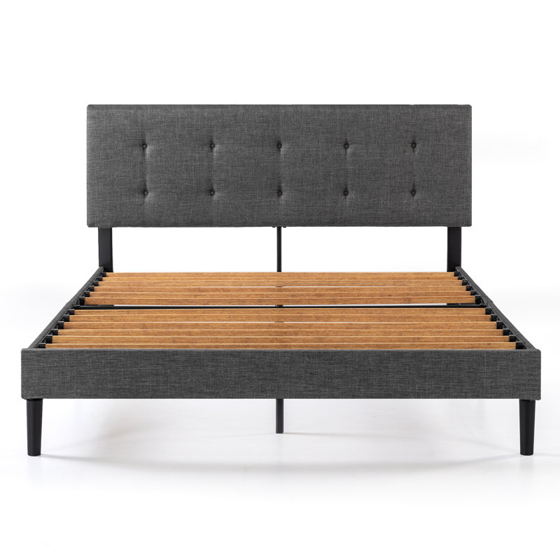 Artiomas Tufted Upholstered Platform Bed, King, Gray