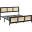 Base de lit, tête et pied de lit en rotin double Boho, lattes en métal, capacité de 800 lb, sans sommier-1948443760-1948443762