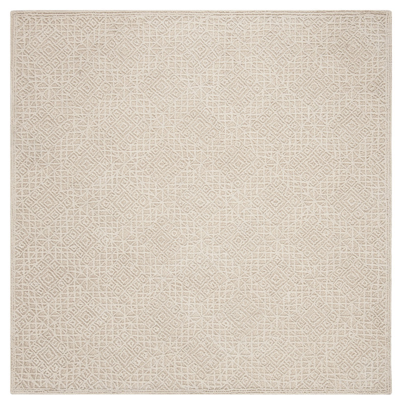 Zack Trace Hand Tufted Wool Geometric Rug, Square 6'1"