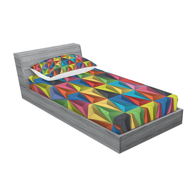 Microfiber Geometric Sheet Set, Twin Sheet Set with Fitted Sheet
