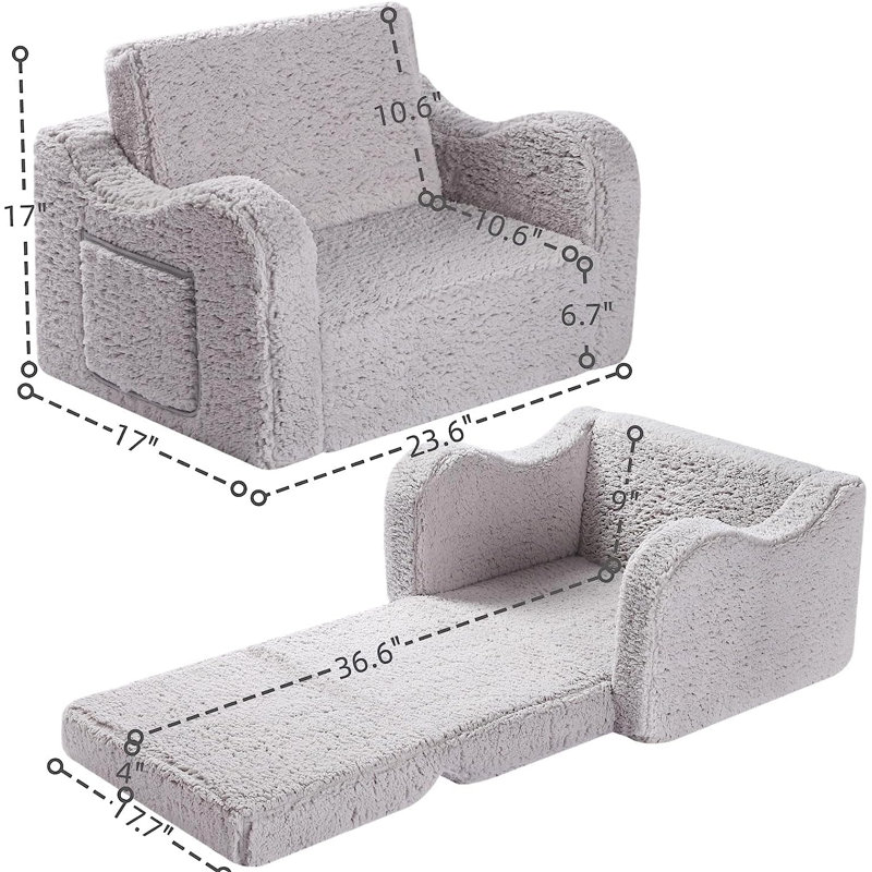Adahli Kids 11'' Club Chair and Ottoman,  Gray