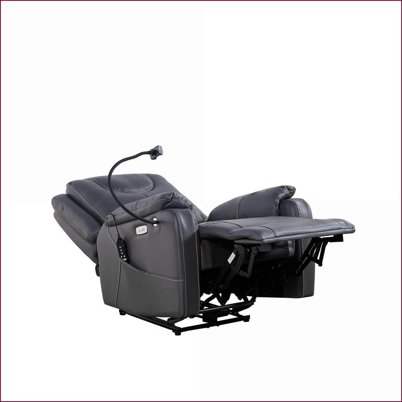 Fauteuils inclinables avec puissance zéro gravité, 8 points de massage et Chaleur | USB, support pour téléphone, poches latérales | Cuir retravaillé noir