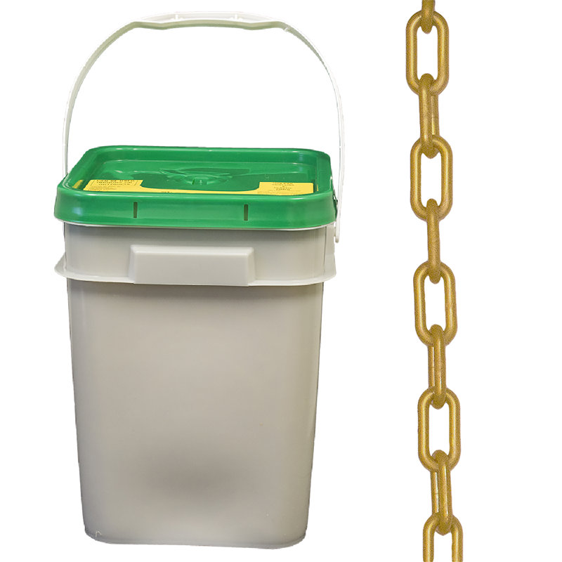 Chaîne de sécurité en plastique dans un seau, Doré, H 2,9 po x l 840 po x P 0,36 po