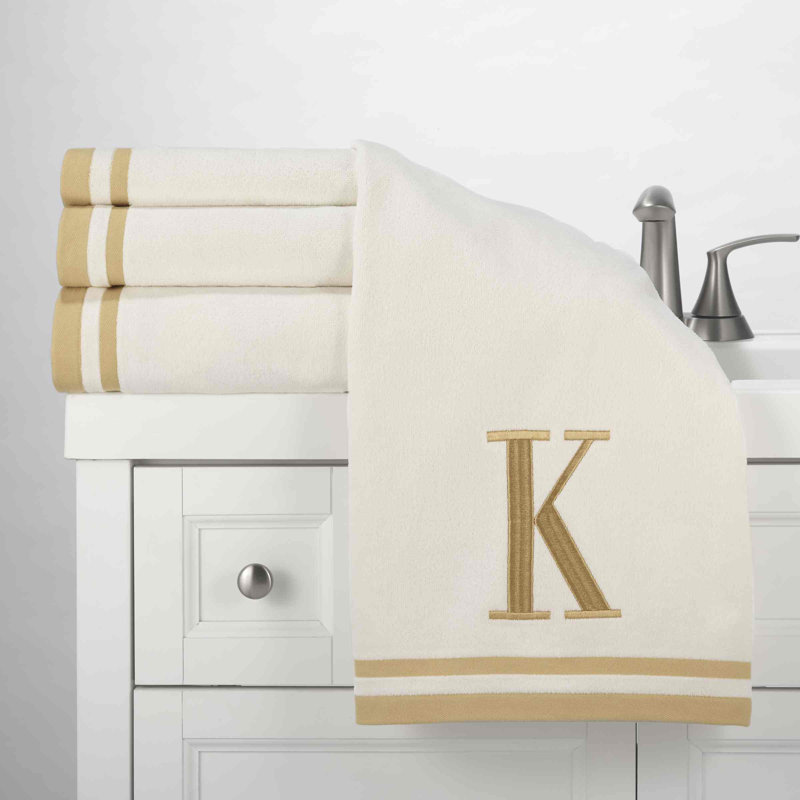 GRY/IVR Monogram Towel Set, 3 Piece Towel Set, Ivory